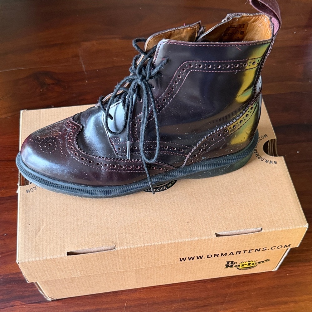 Dr. Martens Women’s Burgundy Brogue Boots - AirWair Bentley
